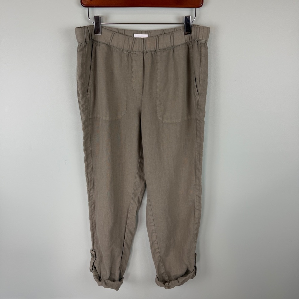 PureJill J Jill Garment Dyed Linen Convertibile Pull On Pants size SP Green